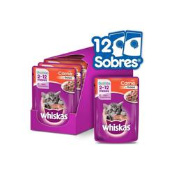 Caja Pouch Whiskas x 85 gr (12 Unidades) GATITOS CARNE